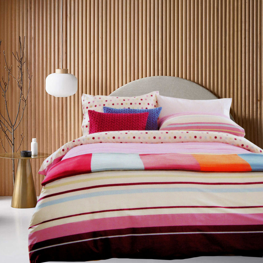 Atmosphere Carnival Reversible Quilt Cover Set King - 100% Cotton, Stripe Design - SuperSaverAU - view 1