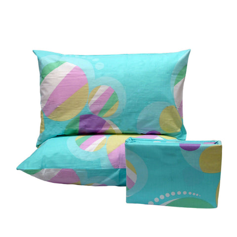 Pure Cotton Bubbles Aqua Quilt Cover Set Queen - Geometric Print, 100% Cotton - SuperSaverAU - view 1