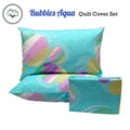 Pure Cotton Bubbles Aqua Quilt Cover Set Queen - Geometric Print, 100% Cotton - SuperSaverAU - view 2