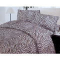 Zebra Chocolate White Quilt Cover Set 3 Pce - 180 x 210 cm Polyester Cotton - SuperSaverAU - view 1