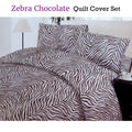 Zebra Chocolate White Quilt Cover Set 3 Pce - 180 x 210 cm Polyester Cotton - SuperSaverAU - view 2