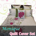 Monique Embroidery Quilt Cover Set King - Tropical Floral Design, 2 Pillowcases - SuperSaverAU - view 2