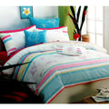 Palila 250TC Cotton Aqua Quilt Cover Set Queen - Floral Yarn Dye Design - SuperSaverAU - view 1