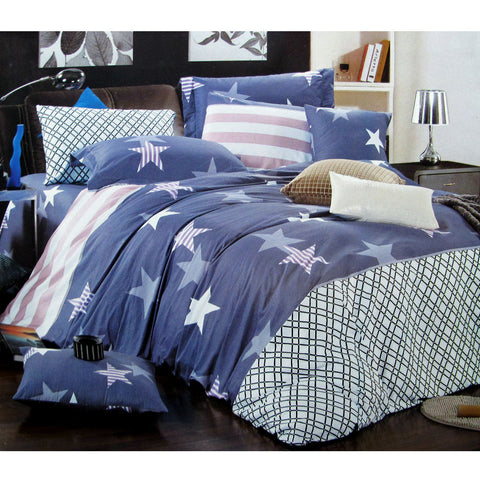 Starry Love Cotton Printed Quilt Cover Set Single 310TC 140x210 cm - SuperSaverAU - view 1