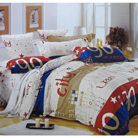 Urban City Cotton Printed Quilt Cover Set Single - 310TC, 100% Cotton, 140 x 210 cm - SuperSaverAU - view 1