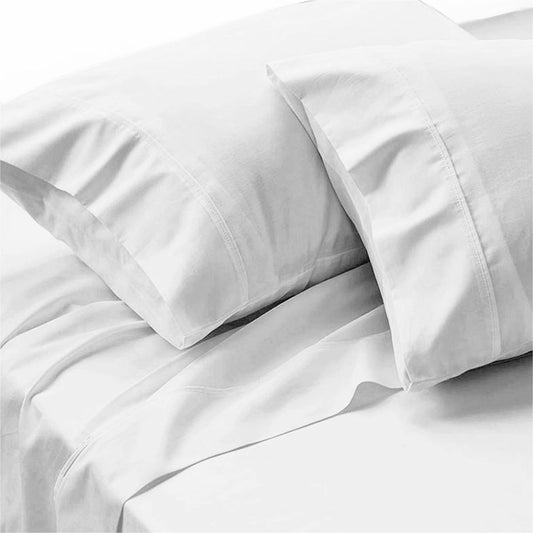 500TC Ramca White Egyptian Cotton Sheet Set Queen - Soft, Durable, Machine Washable