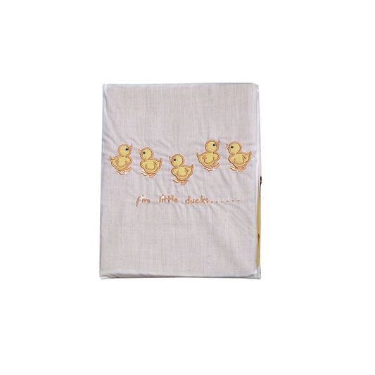 Five Little Ducks Embroidered Bassinet Size Sheet Set - 76x96cm, Polyester Cotton