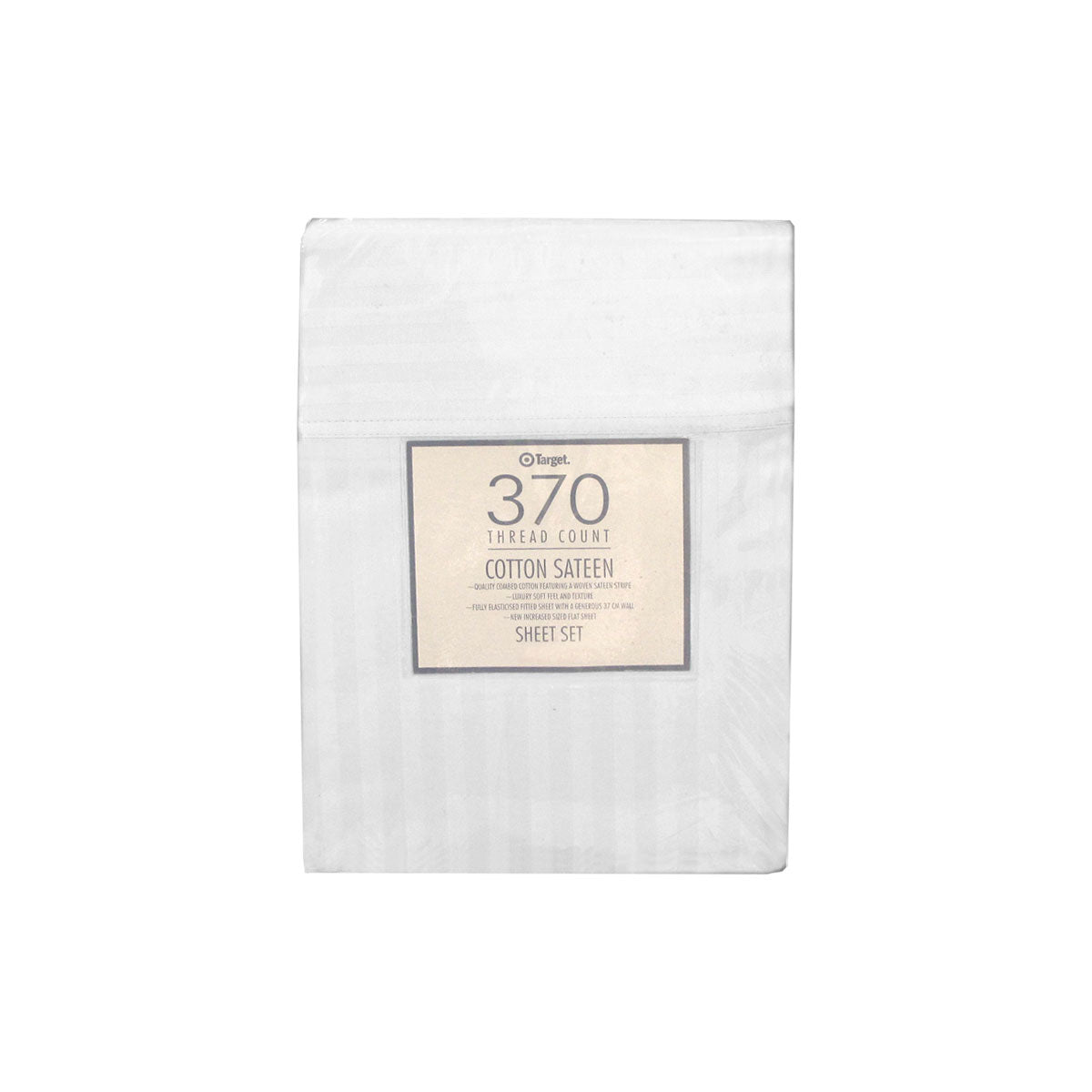 370TC White Self-striped Cotton Sateen Sheet Set King - Soft, Breathable, Elegant - SuperSaverAU - view 1
