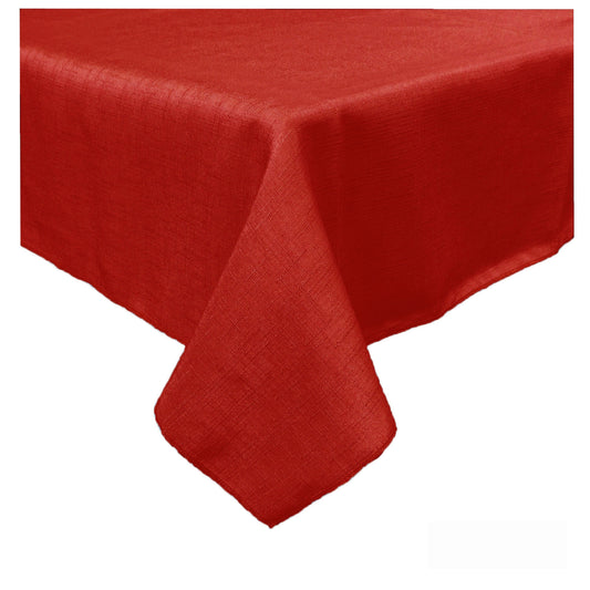 Emporio Slub Table Cloth Red 180 cm Round - Solid Colour Design, Polyester