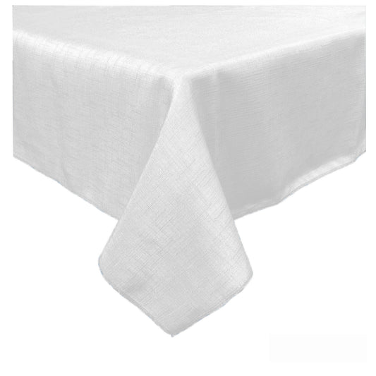 Emporio Slub Table Cloth White 150 x 300 cm - Solid Colour, Machine Washable