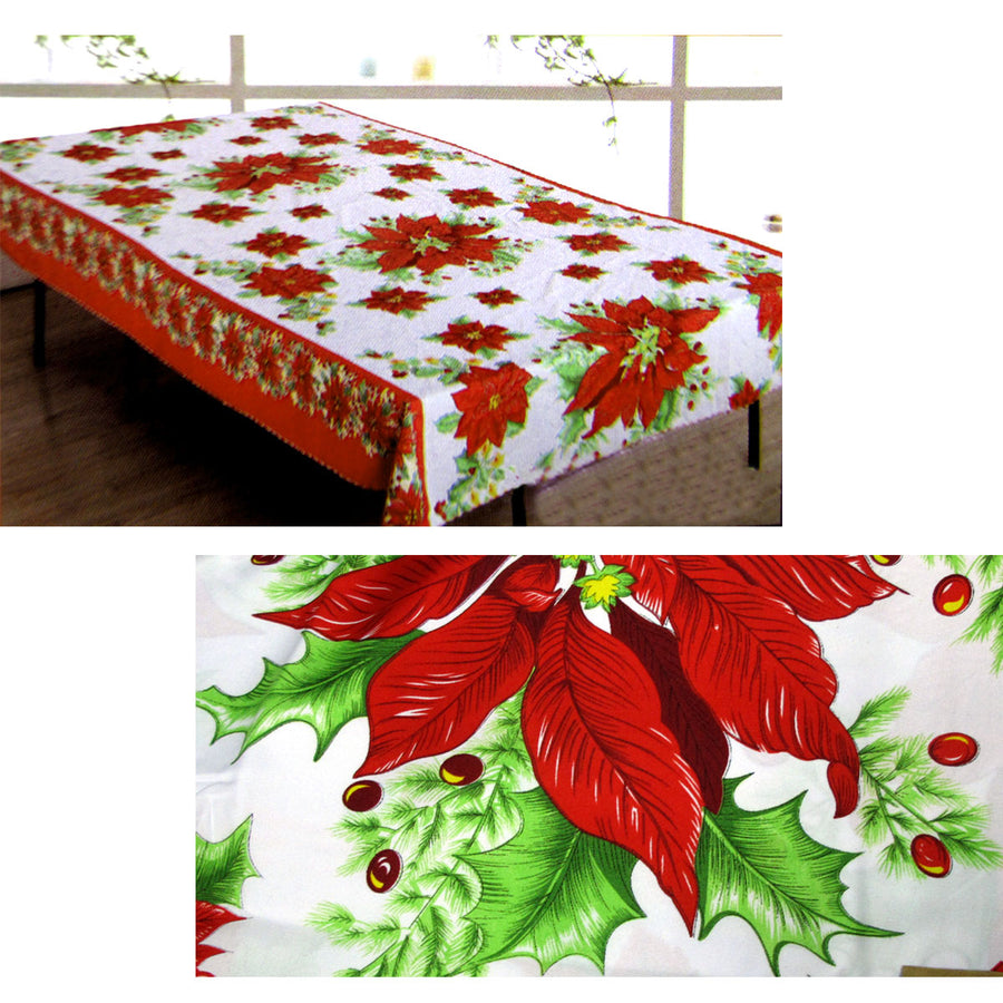Christmas Rectangular Table Cloth 150x260cm - Polyester, Holiday Decor Design - SuperSaverAU - view 1