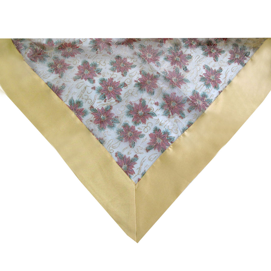 Gold Poinsettia Sheer Organza Glitter Table Cloth 150 x 305 cm - Christmas Theme - SuperSaverAU - view 1