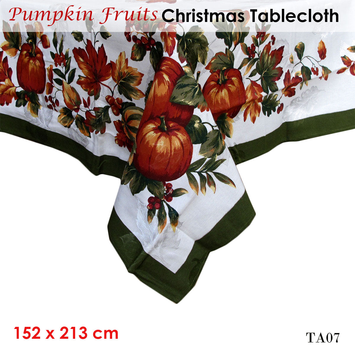 Pumpkin Fruits Christmas Tablecloth 152 x 213 cm - Pumpkin Jacquard Design - SuperSaverAU - view 2