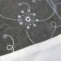 White Sequined Organza Glitter Table Cloth Topper 90 x 90 cm - Floral Design - SuperSaverAU - view 4