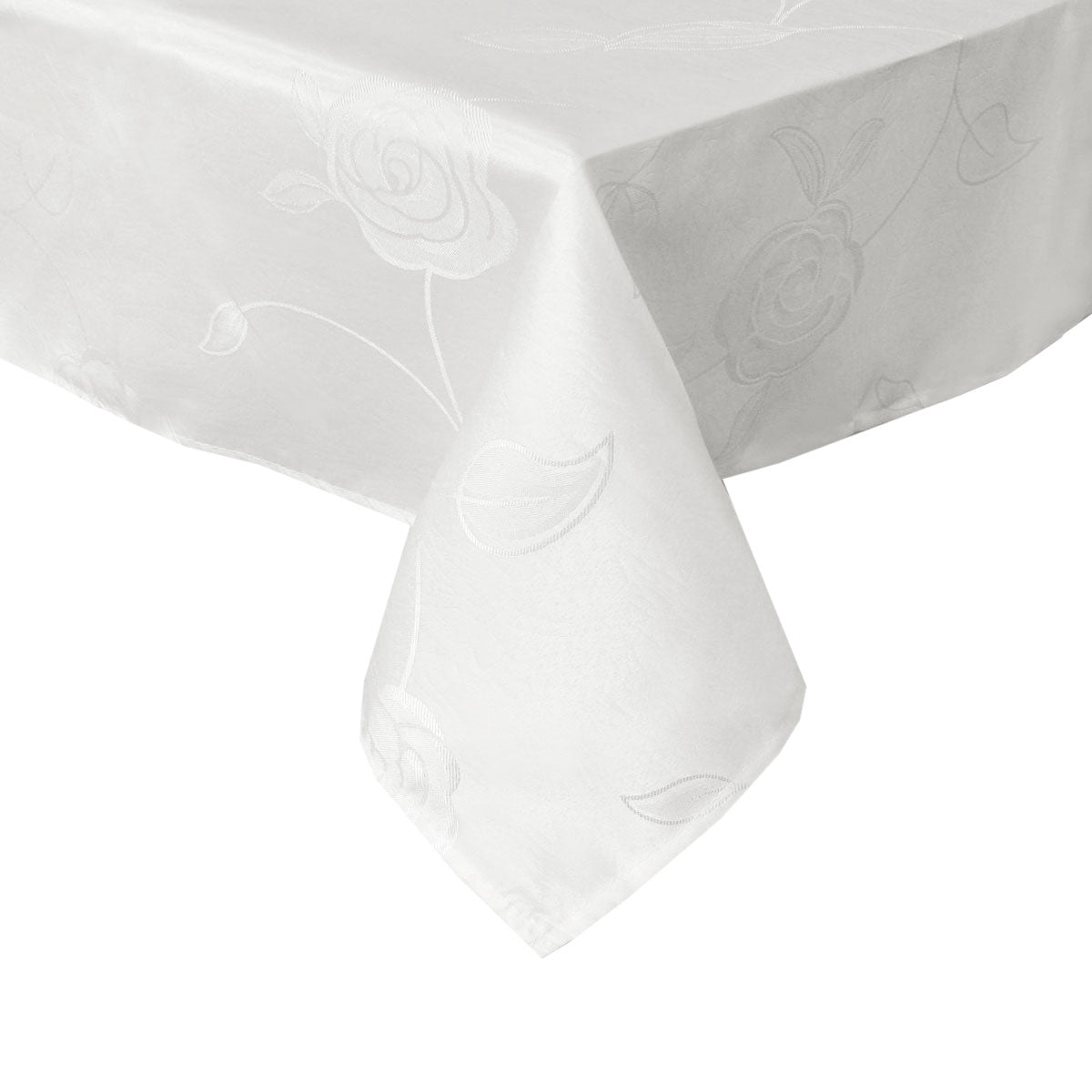 Rosa Ivory Jacquard Tablecloth 135 x 180 cm - Floral Design, Wrinkle Resistant