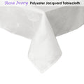 Rosa Ivory Jacquard Tablecloth 135 x 180 cm - Floral Design, Wrinkle Resistant - SuperSaverAU - view 2