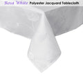 Rosa White Jacquard Tablecloth 135 x 180 cm - Floral Design, Polyester - SuperSaverAU - view 2