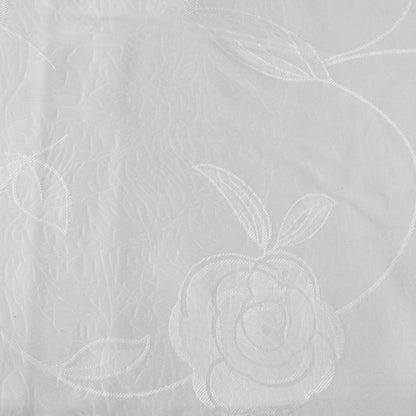 Rosa White Jacquard Tablecloth 135 x 180 cm - Floral Design, Polyester