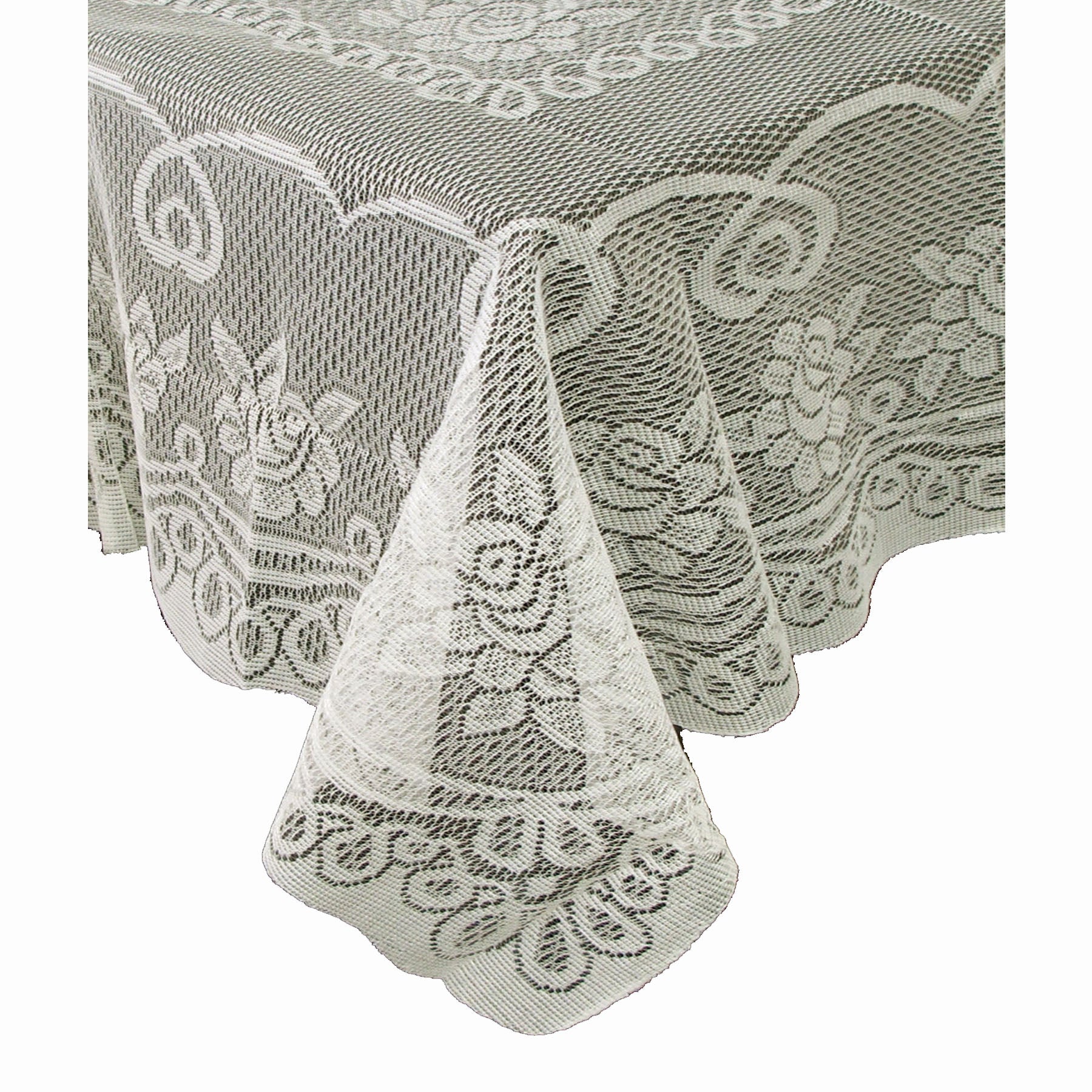Rose Lace Polyester Tablecloth Cream 130 cm Square with PVC Protector - SuperSaverAU - view 1