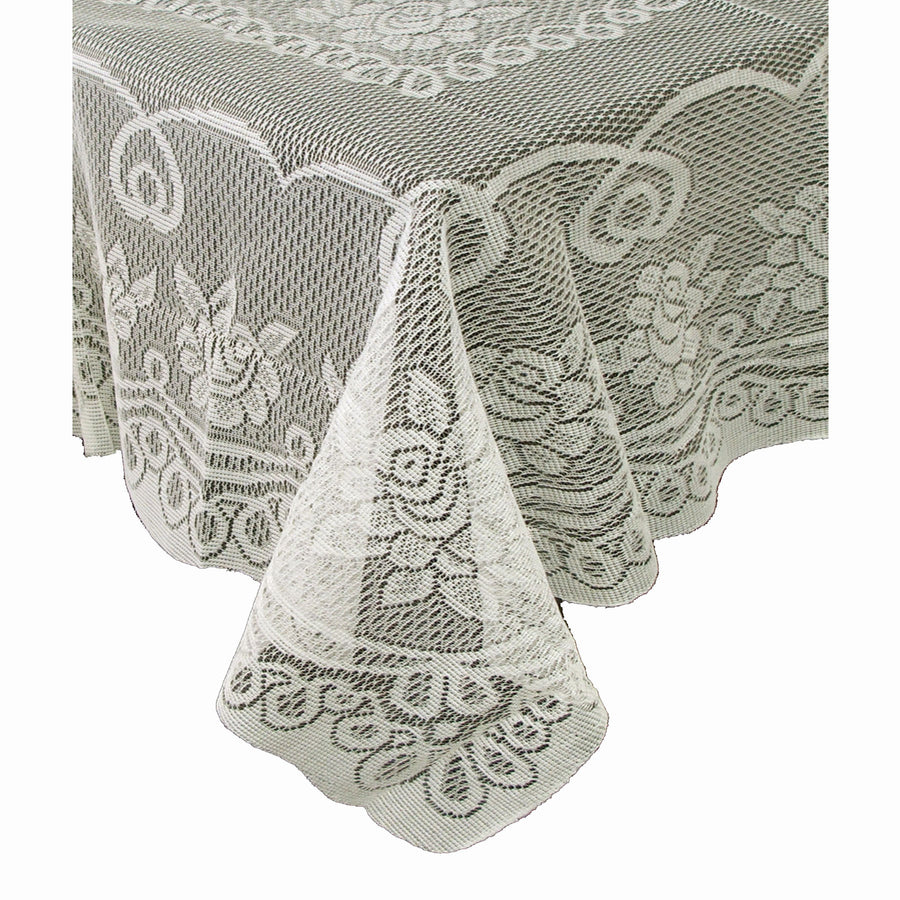 Rose Lace Polyester Tablecloth Cream 130 cm Square with PVC Protector - SuperSaverAU - view 1