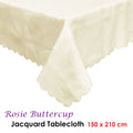 Rosie Buttercup Luxury Jacquard Tablecloth 150 x 210 cm, Floral Design, Stain Resistant - SuperSaverAU - view 2