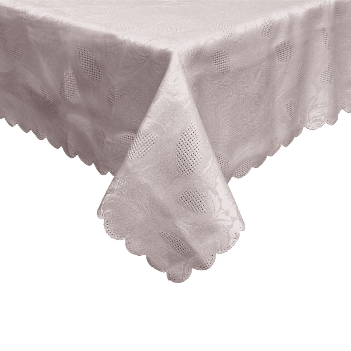 Rosie Taupe Luxury Jacquard Tablecloth 150 x 210 cm, Floral Design, Stain Resistant