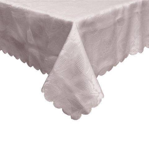 Rosie Taupe Luxury Jacquard Tablecloth 150 x 210 cm, Floral Design, Stain Resistant - SuperSaverAU - view 1