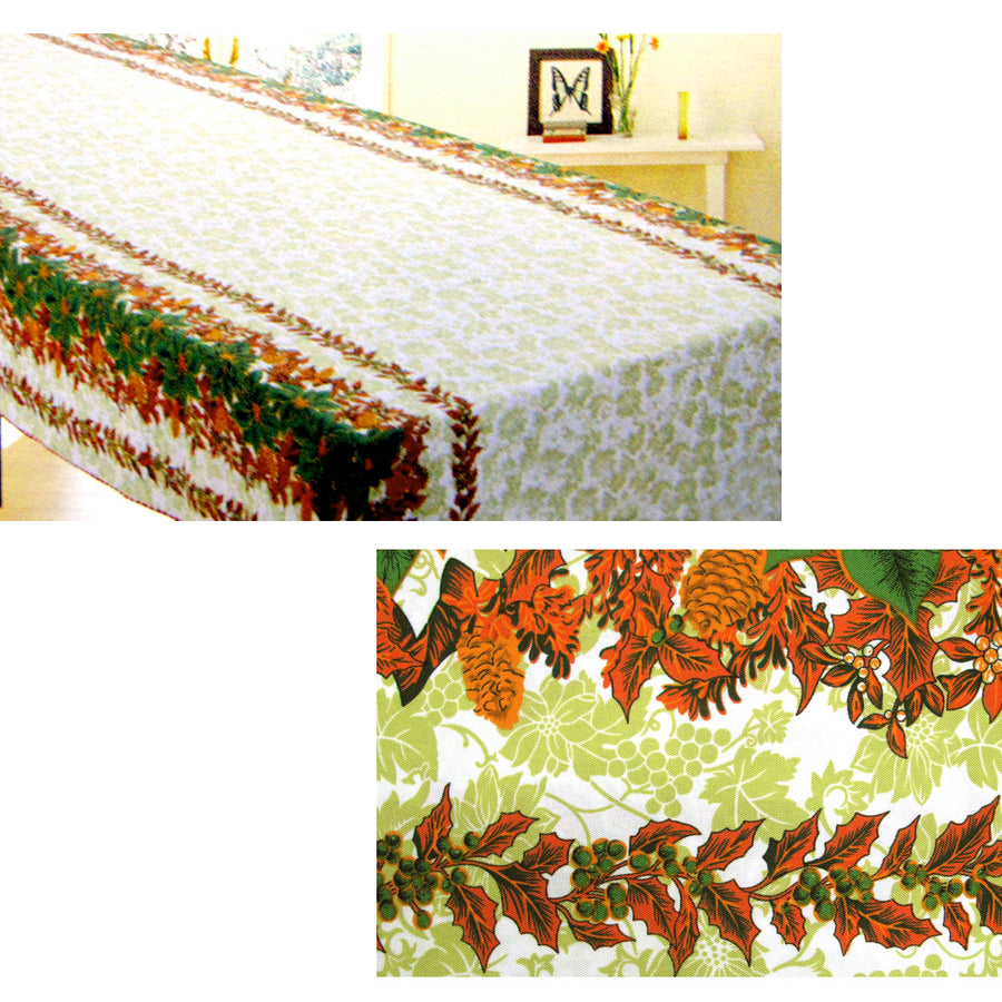 Christmas Leaves Rectangular Table Cloth 150x340cm for 10-12 Seaters - SuperSaverAU - view 1