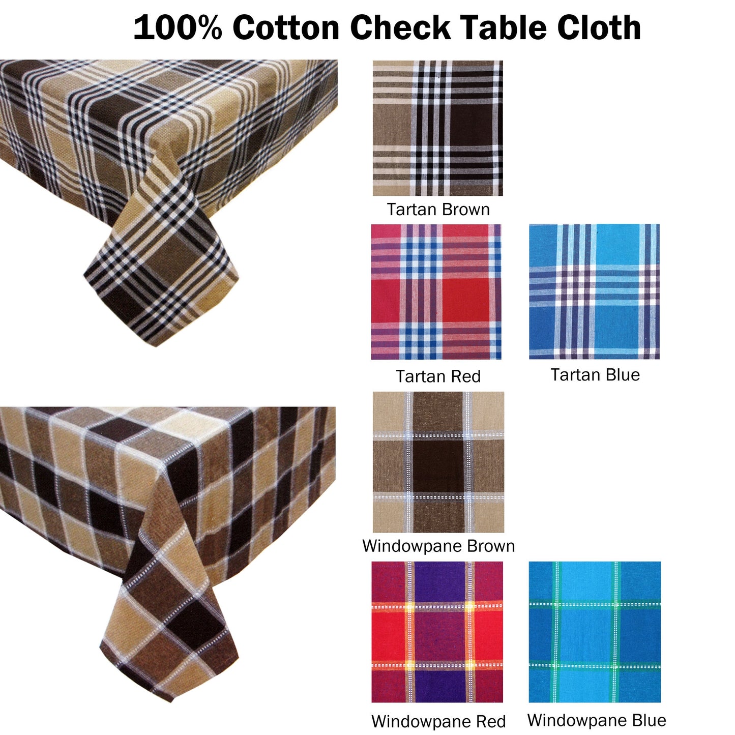 100% Cotton Check Table Cloth Tartan Red 180x180cm for 4 to 6 Seaters
