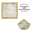Christmas Gold Trees Sheer Organza Glitter Table Cloth Topper 90 x 90 cm - SuperSaverAU - view 2
