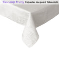 Tuscany Ivory Jacquard Tablecloth 135 x 180 cm - Durable, Wrinkle Resistant - SuperSaverAU - view 2