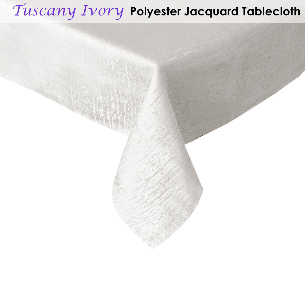 Tuscany Ivory Jacquard Tablecloth 135 x 180 cm - Durable, Wrinkle Resistant - SuperSaverAU - view 2