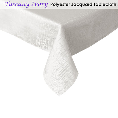 Tuscany Ivory Jacquard Tablecloth 135 x 180 cm - Durable, Wrinkle Resistant