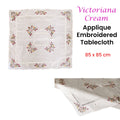 Victoriana Cream Applique Embroidered Table Topper 85 x 85 cm - Floral Design - SuperSaverAU - view 2