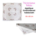 Victoriana White Applique Embroidered Table Topper 85 x 85 cm - Floral Design - SuperSaverAU - view 2