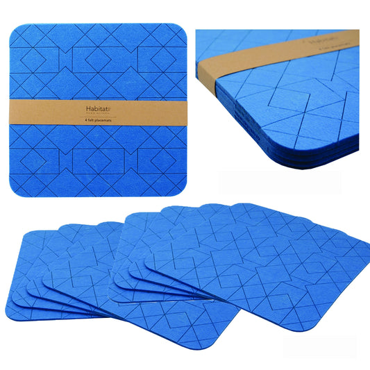 Cobalt Blue Felt Placemats Set of 8 - 35 x 35 cm Decorative Accessories