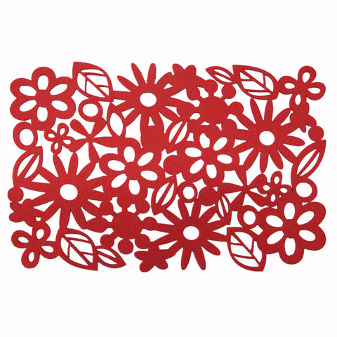 Choice Set of 4 Red Felt Rectangular Table Placemats - 30 cm x 40 cm - SuperSaverAU - view 1