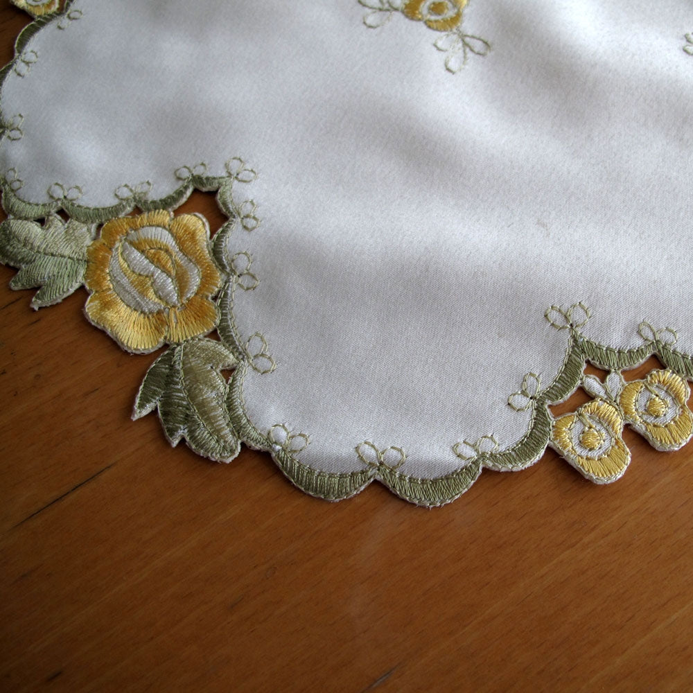 Embroidered Floral Doilies Set of 2 - 30 cm & 20 cm, Polyester, Machine Washable - SuperSaverAU - view 1