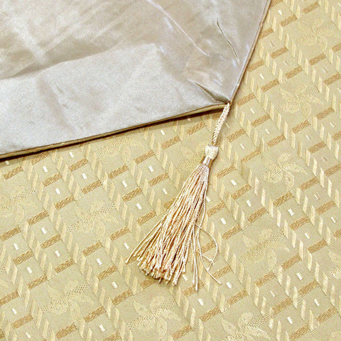 Faux Silk Jacquard Table Runner Gold 32 x 180 cm - Geometric Design, Polyester - SuperSaverAU - view 1
