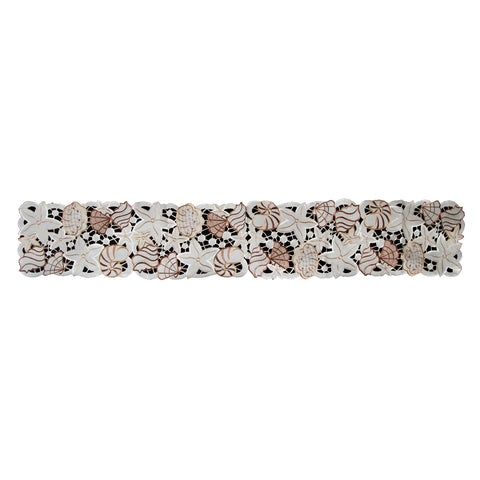 Shell Embroidered Table Runner 33 x 170cm - Seashells Design, Polyester - SuperSaverAU - view 1