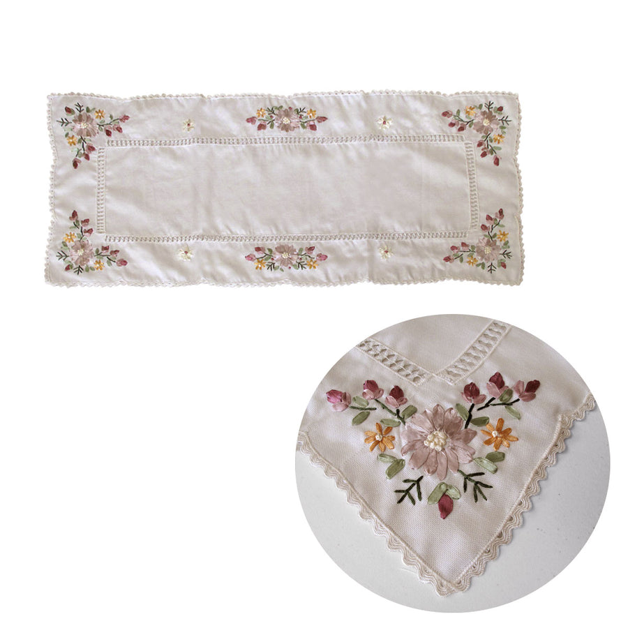 Victoriana Cream Applique Embroidered Table Runner 40 x 90 cm - Floral Design - SuperSaverAU - view 1