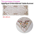 Victoriana Cream Applique Embroidered Table Runner 40 x 90 cm - Floral Design - SuperSaverAU - view 2