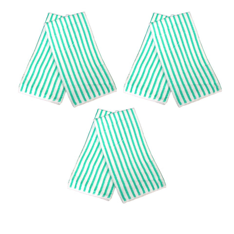 Microfibre Striped Tea Towels Set of 6 - 40 x 60 cm - Green, Super Absorbent - SuperSaverAU - view 1