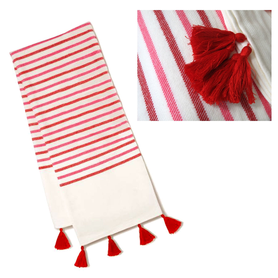 Avon Tassel Throw Rug - 125 x 150 cm - Ivory, Pink, Red, Burgundy - SuperSaverAU - view 1