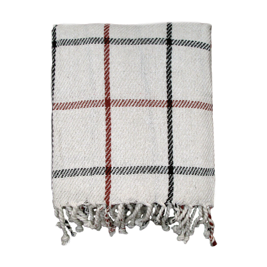 Creative Collections Cotton Fringe Throw, 127 x 154 + 7cm, Knitted Design, Machine Washable - SuperSaverAU - view 1