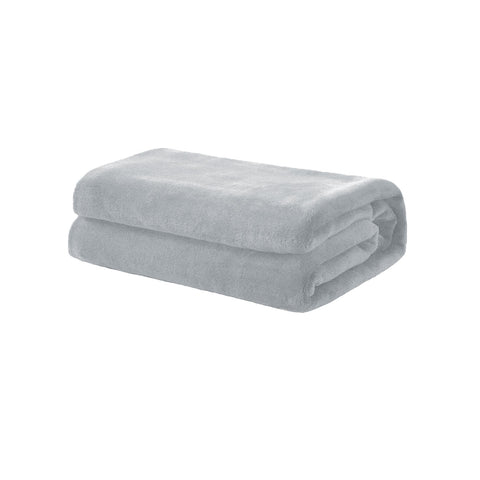 Soft Coral Fleece Throw Rug/Blanket 160 x 220 cm - Silver, Machine Washable - SuperSaverAU - view 1