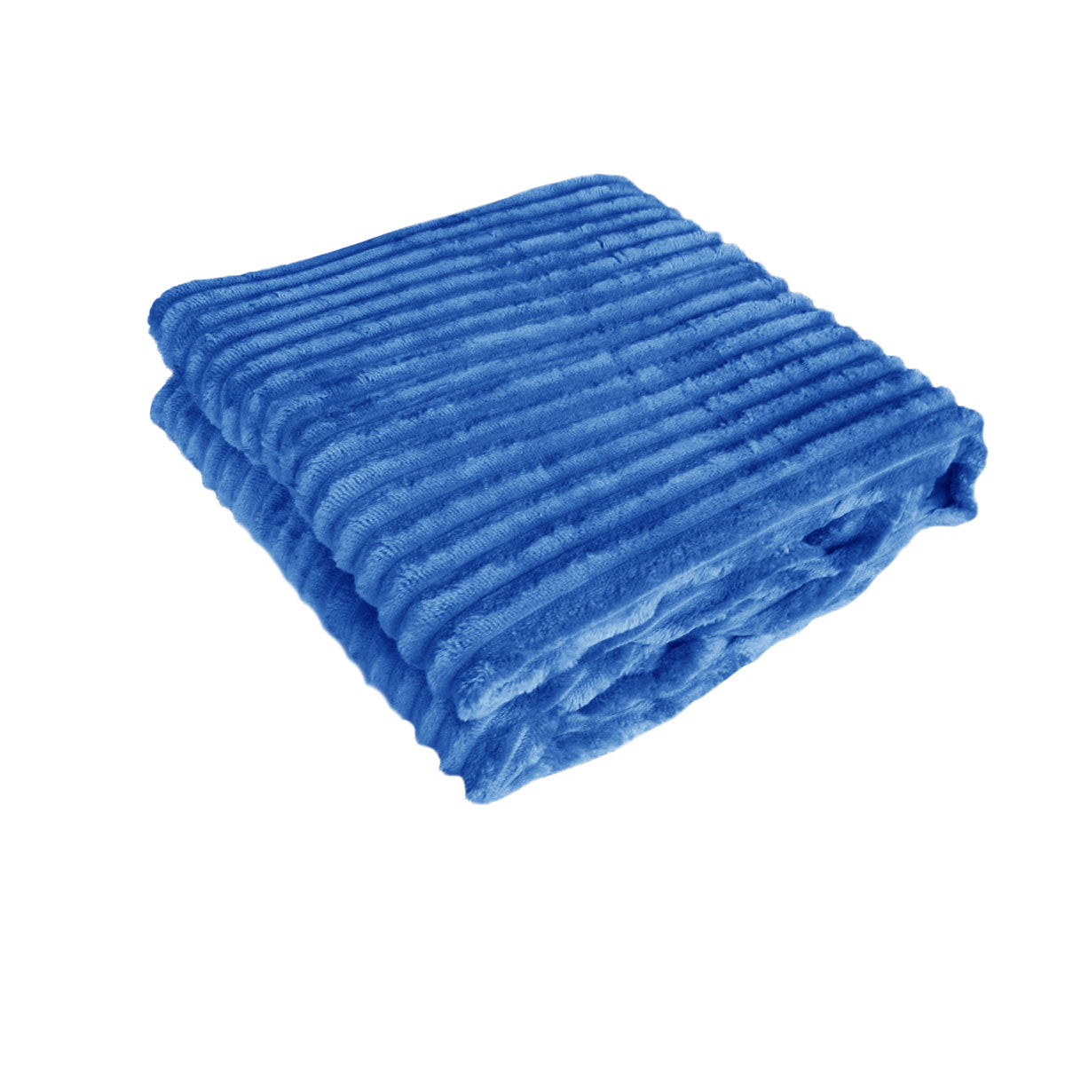 240GSM Corduroy Striped Throw Rug Blue 120 x 150 cm - Ultra Soft Polyester - SuperSaverAU - view 1