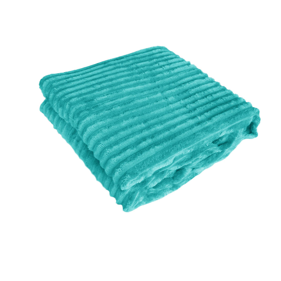 Emerald Green 240GSM Corduroy Striped Throw Rug 120 x 150 cm - SuperSaverAU - view 1