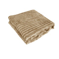 240GSM Corduroy Striped Throw Rug Latte 120 x 150 cm - Ultra Soft Polyester - SuperSaverAU - view 1