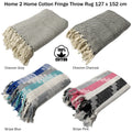 Home 2 Home Cotton Fringe Throw Rug 127 x 152 cm - Chevron Grey, Knitted Design - SuperSaverAU - view 2